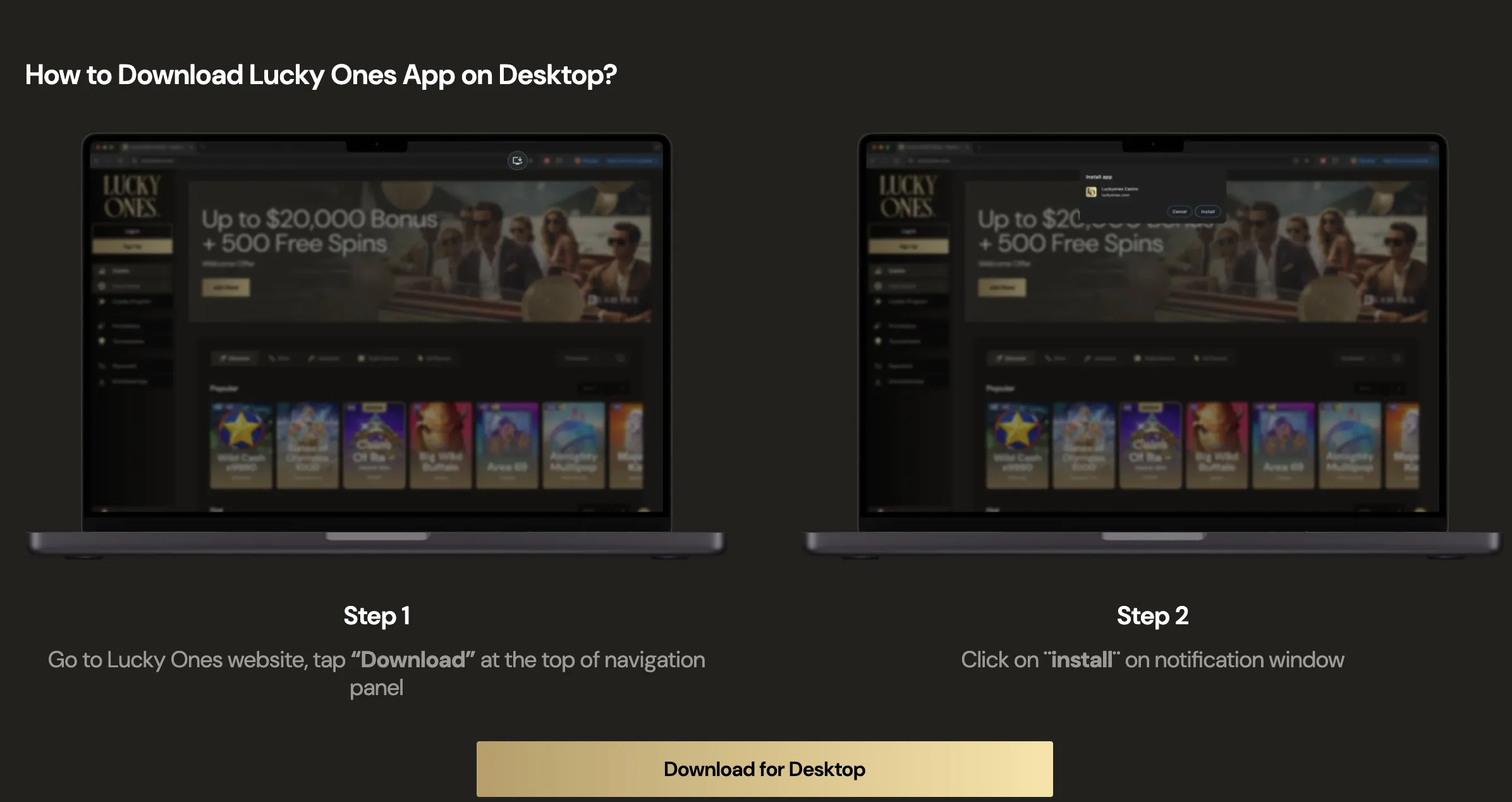 does luckyones casino have an app