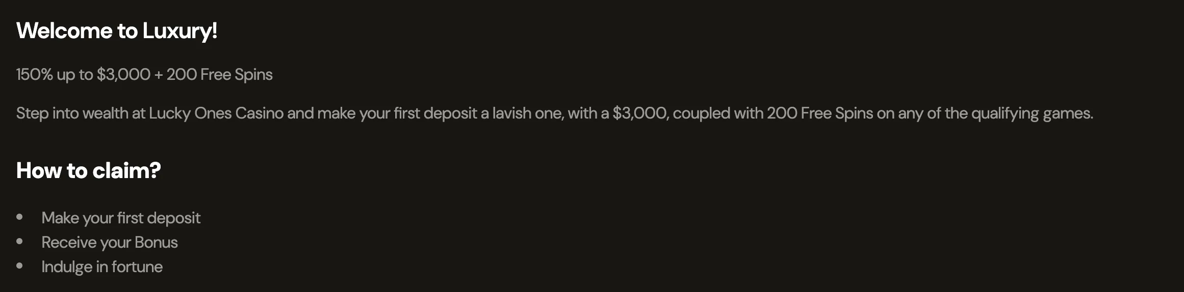 how does the luckyones casino bonus work