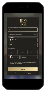 how to register luckyones casino app